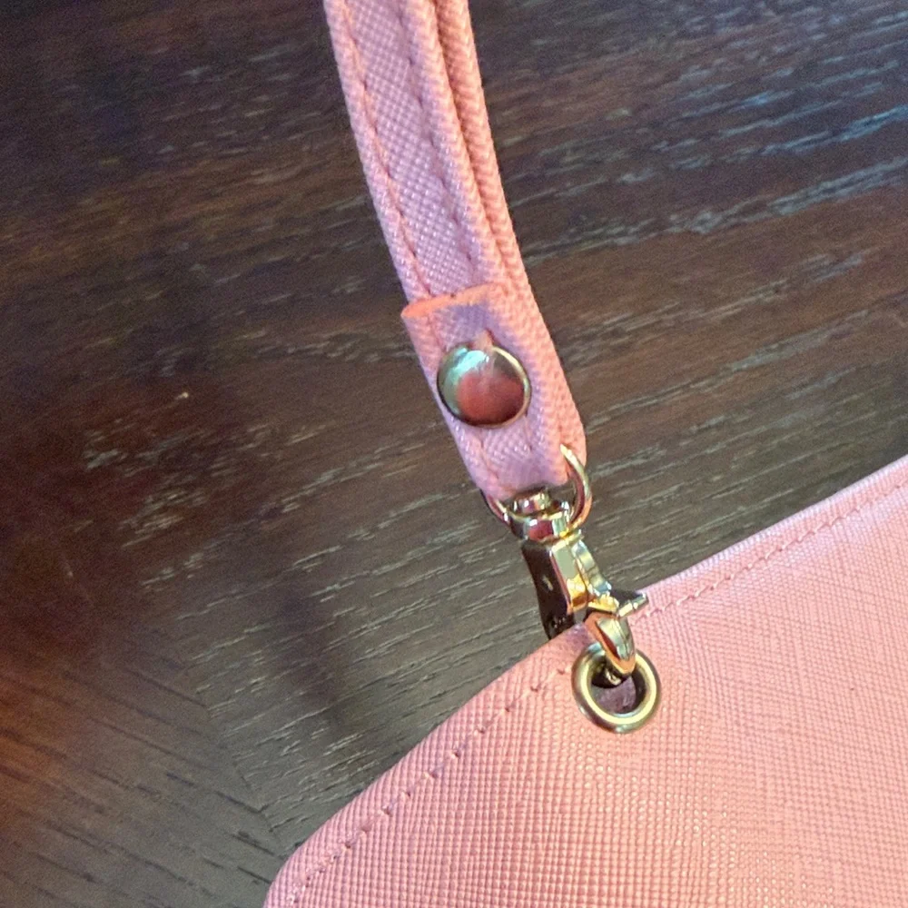 Pink Envelope Wallet Wristlet Clutch Travel Organizer Card Holder OS